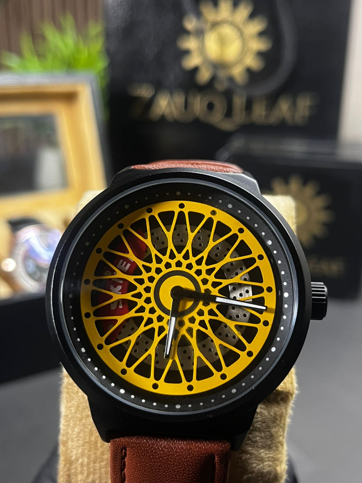 SKMEI Sporty Black Case Yellow Wheel Rim Men's Watch