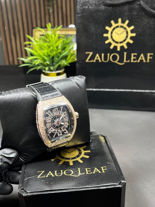 Zauqleaf Frank muller Inspired Design : Stone watch Curved Tonneau Quartz Watch