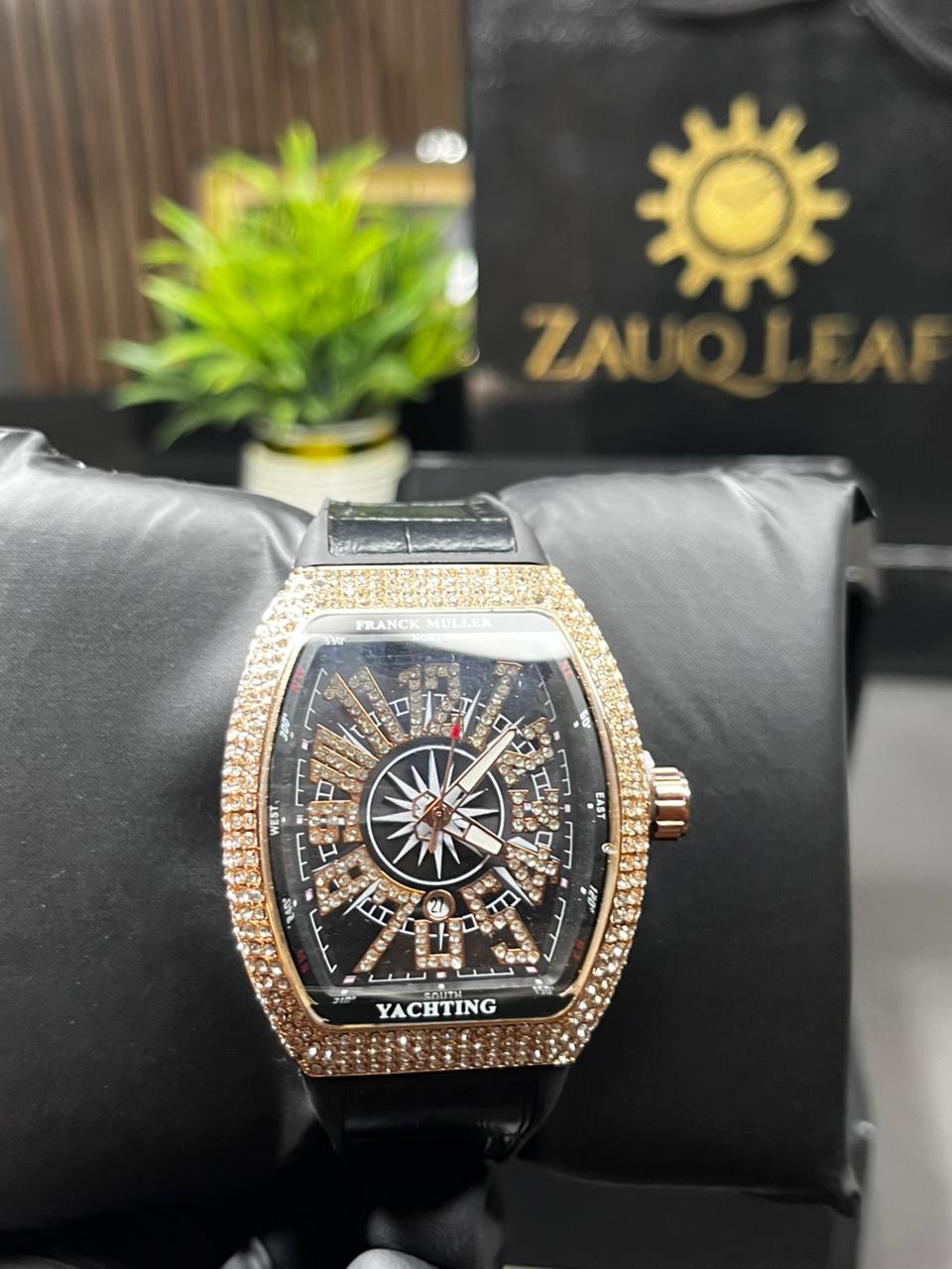 Zauqleaf Frank muller Inspired Design : Stone watch Curved Tonneau Quartz Watch